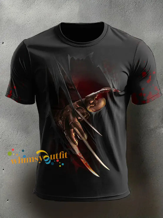Men’s Halloween Horror Nightmare Printed T shirt Black / S