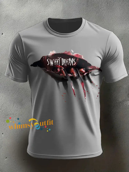 Men’s Halloween Horror Nightmare Printed T shirt Light Gray / S