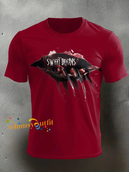 Men’s Halloween Horror Nightmare Printed T shirt Red / S