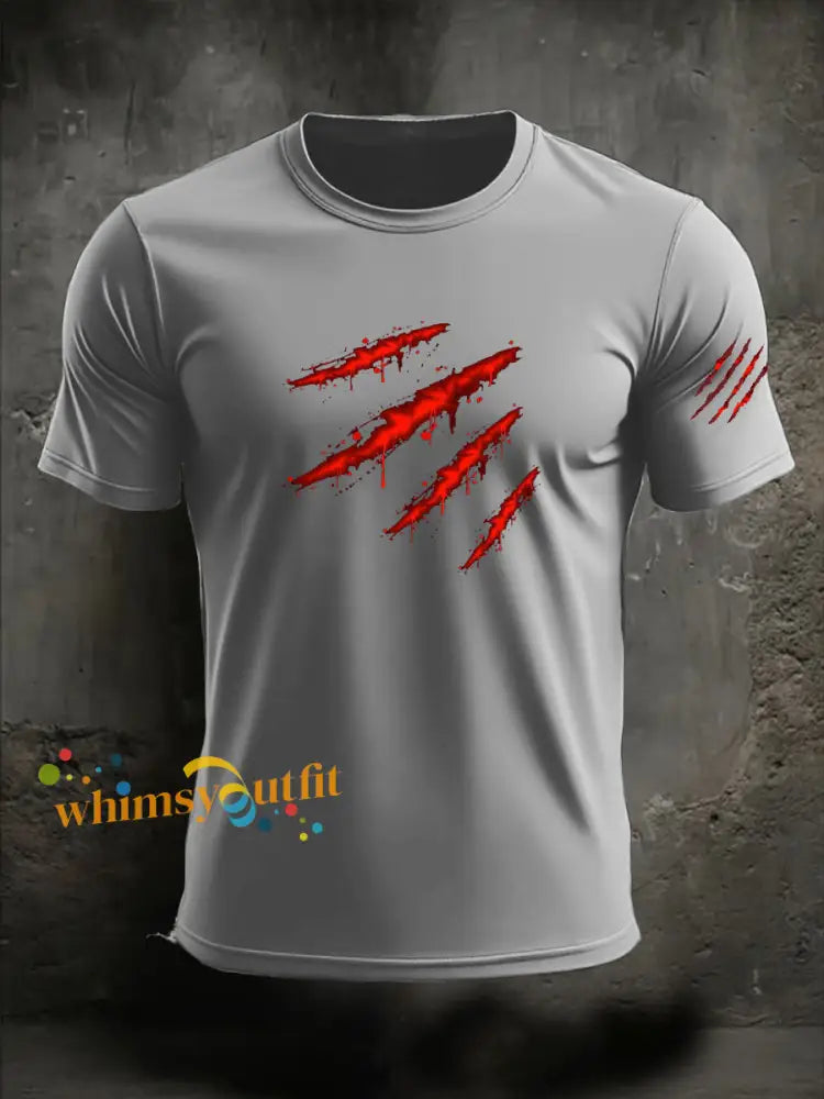 Men’s Halloween imitation cotton short sleeved T shirt Light Gray / S