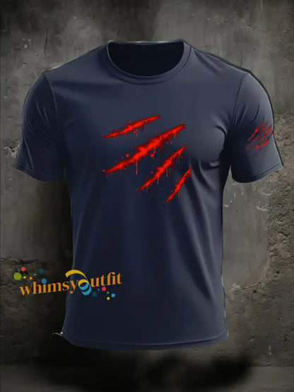 Men’s Halloween imitation cotton short sleeved T shirt Navy Blue / S