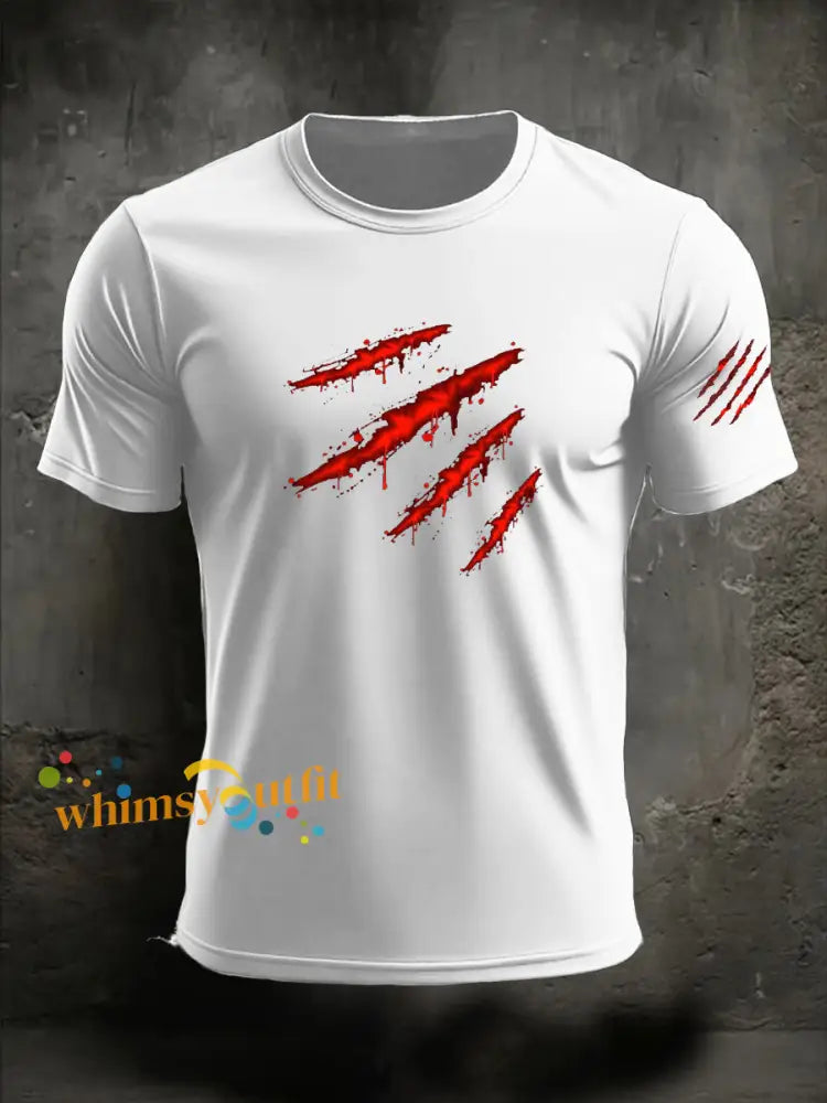 Men’s Halloween imitation cotton short sleeved T shirt White / S
