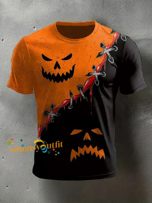 Men’s Halloween Print Casual Tee Orange / S