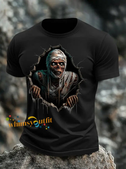 Men’s Halloween Skull Print T shirt Black / S