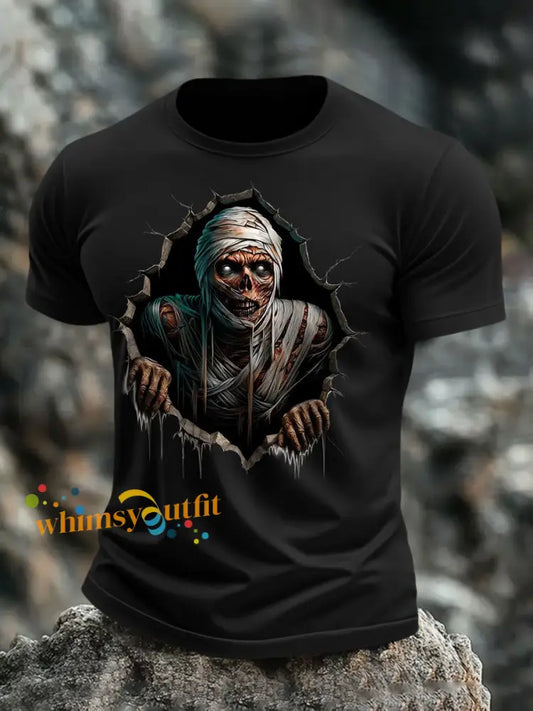 Men’s Halloween Skull Print T shirt Black / S