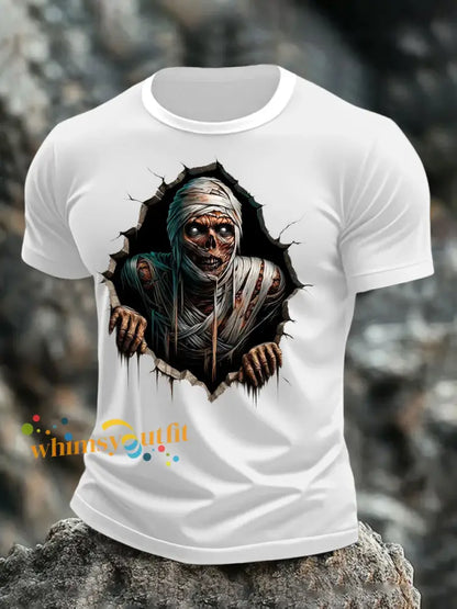 Men’s Halloween Skull Print T shirt White / S