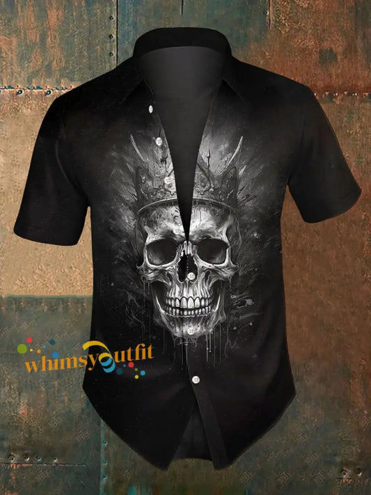 Men’s Halloween Skull Short sleeved Shirt Black / S