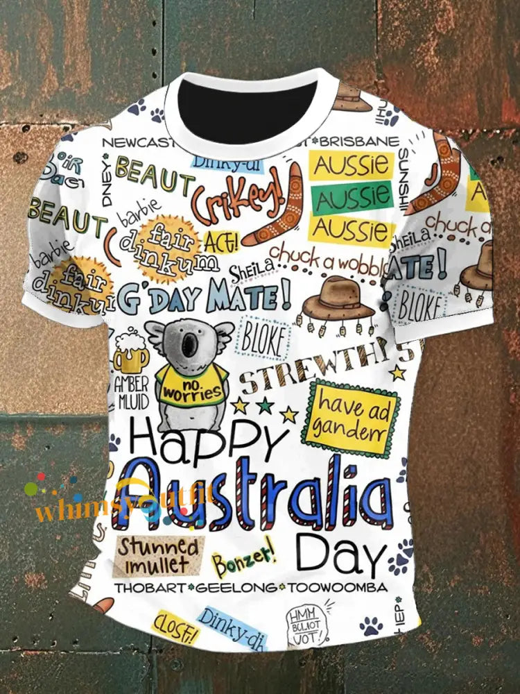Men’s Happy Australia Day Short sleeves T-shirt White / S