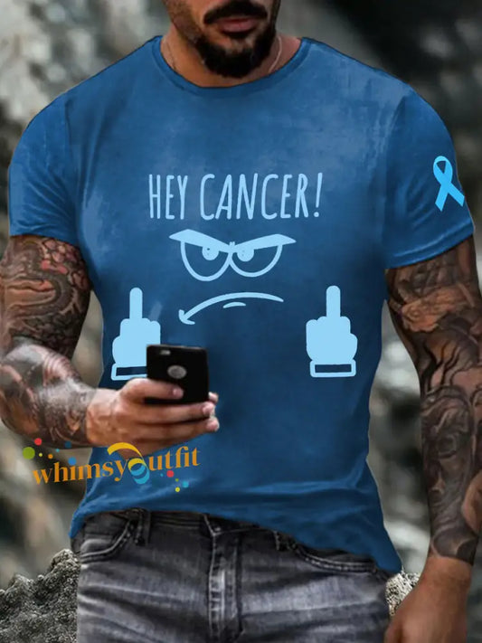 Men’s hey cancer t shirts Blue / S