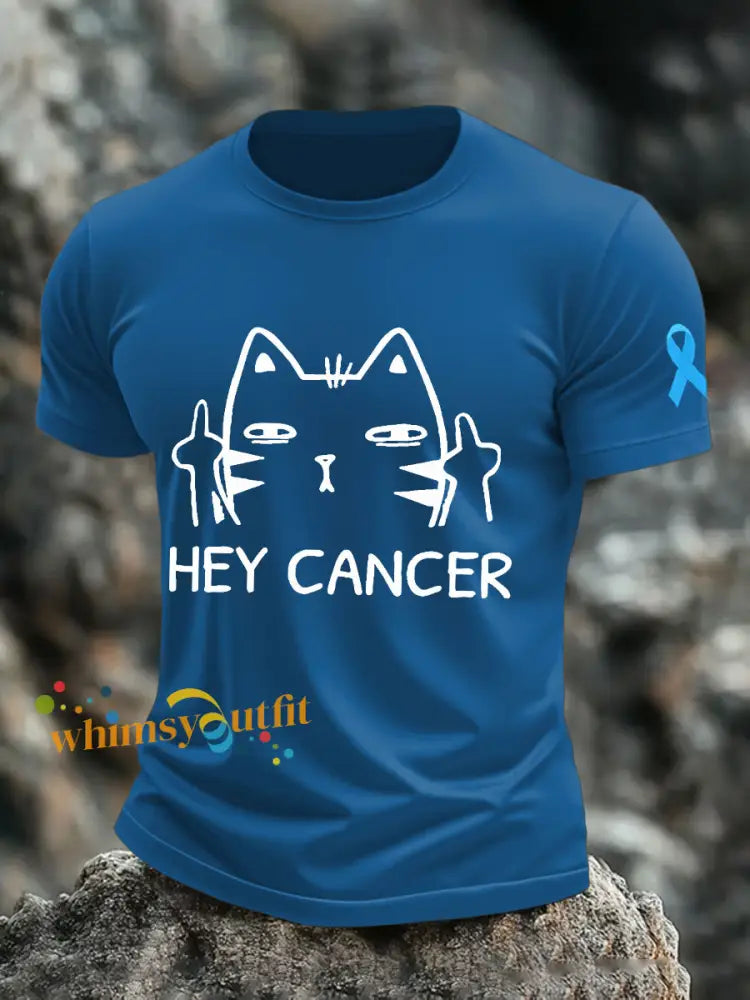 Men’s hey cancer t shirts Blue / S