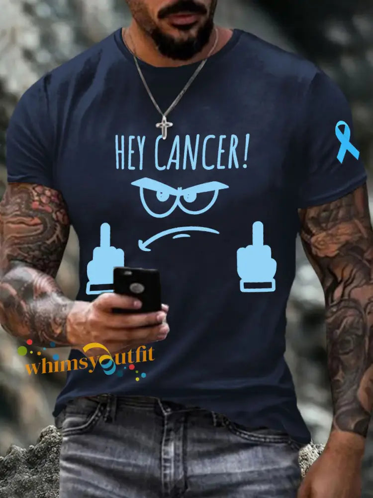 Men’s hey cancer t shirts Navy Blue / S