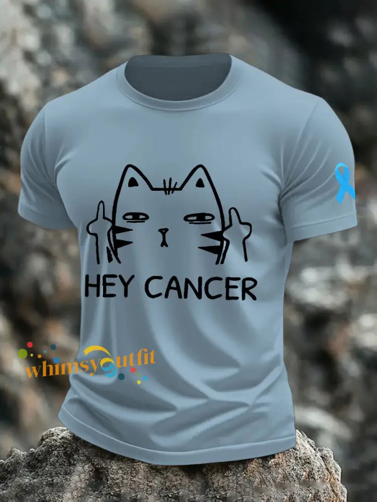 Men’s hey cancer t shirts Sky Blue / S