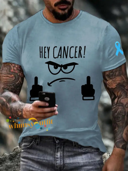 Men’s hey cancer t shirts Sky Blue / S