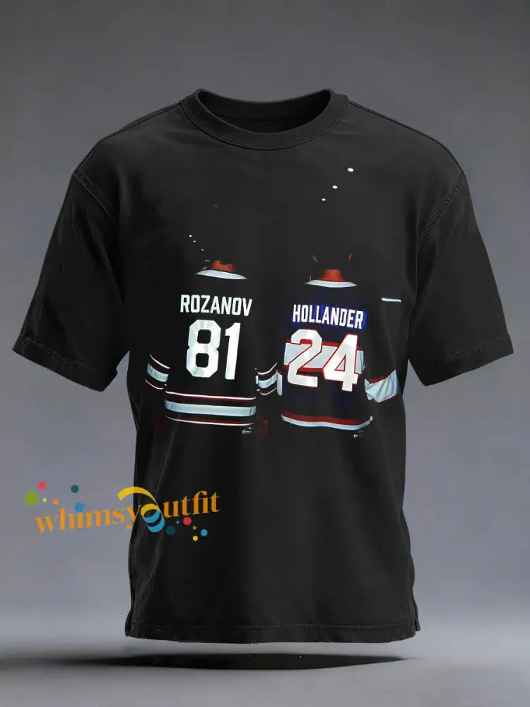 Men’s Hockey Print Casual T-shirt Black / S