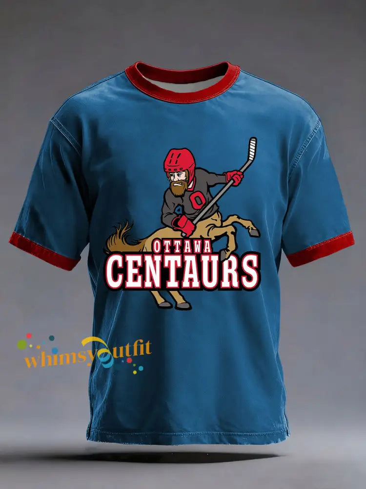 Men’s Hockey Print Casual T-shirt Blue / S