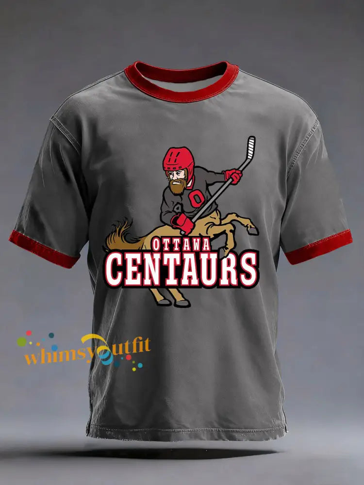 Men’s Hockey Print Casual T-shirt Gray / S