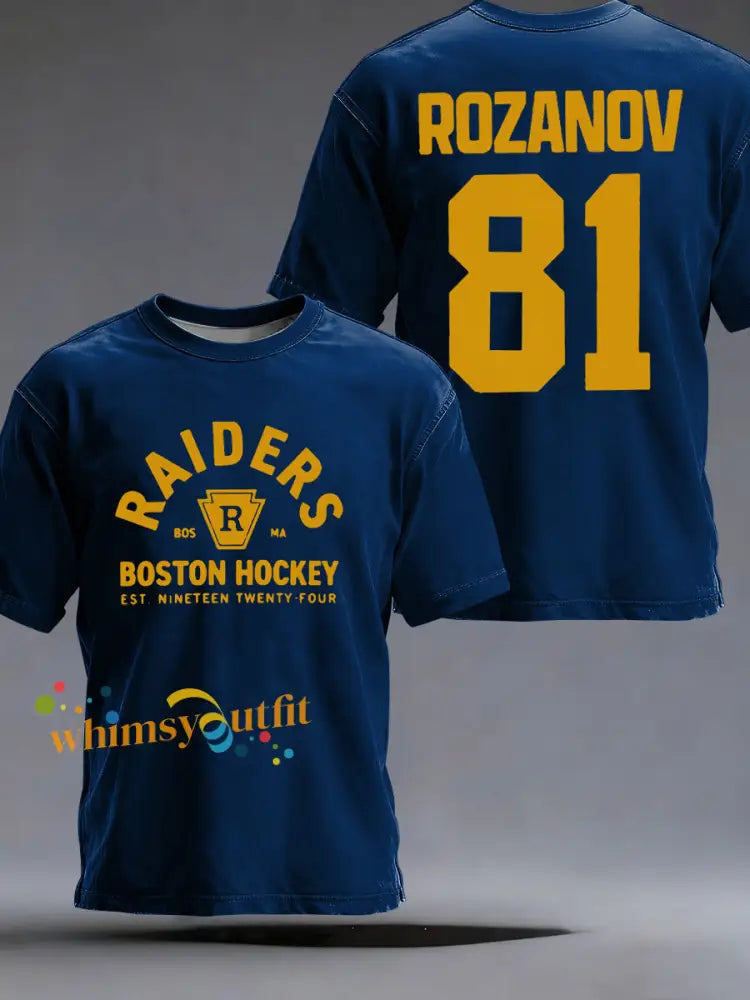 Men’s Hockey Print Casual T-shirt Navy Blue / S