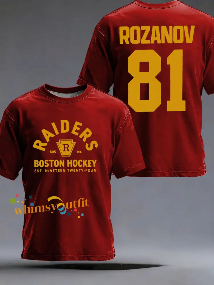 Men’s Hockey Print Casual T-shirt Red / S