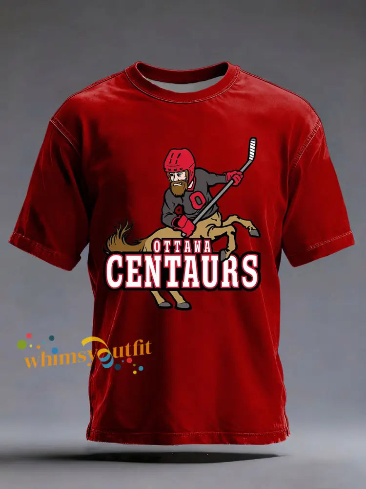 Men’s Hockey Print Casual T-shirt Red / S