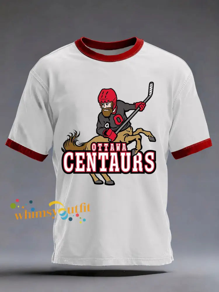 Men’s Hockey Print Casual T-shirt White / S