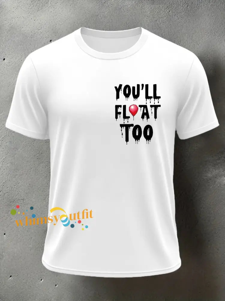 Men’s Horror Halloween You’ll Float Too Short Sleeve T shirt
