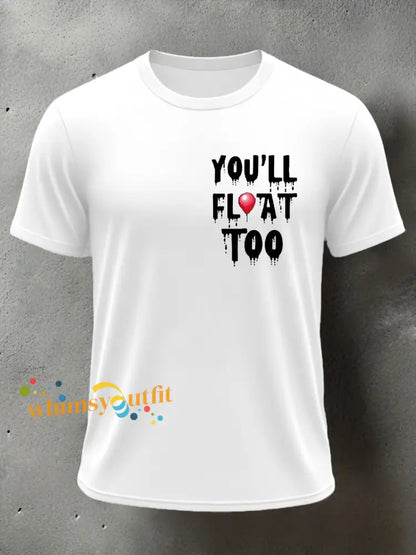Men’s Horror Halloween You’ll Float Too Short Sleeve T shirt