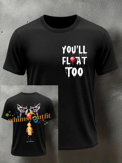 Men’s Horror Halloween You’ll Float Too Short Sleeve T shirt Black / S