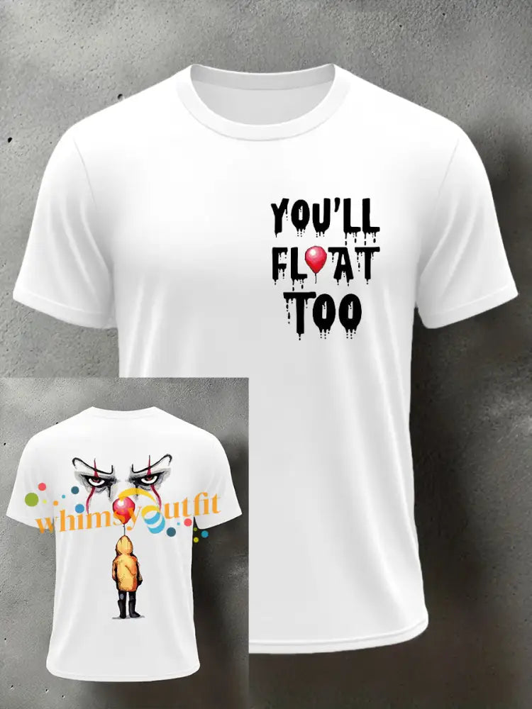 Men’s Horror Halloween You’ll Float Too Short Sleeve T shirt White / S