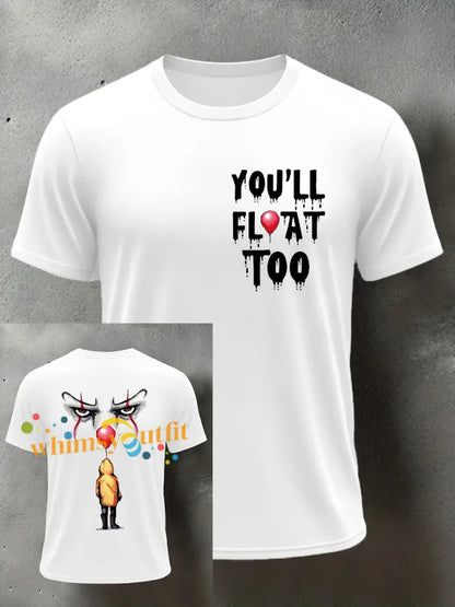 Men’s Horror Halloween You’ll Float Too Short Sleeve T shirt White / S