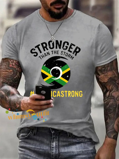 Men’s Hurricane Melissa Jamaica Stronger Than The Storm Pray For Jamaica Tee Light Gray / S