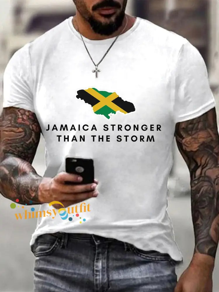 Men’s Hurricane Melissa Jamaica Stronger Than The Storm Pray For Jamaica Tee White / S