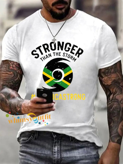 Men’s Hurricane Melissa Jamaica Stronger Than The Storm Pray For Jamaica Tee White / S