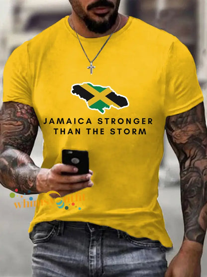 Men’s Hurricane Melissa Jamaica Stronger Than The Storm Pray For Jamaica Tee Yellow / S