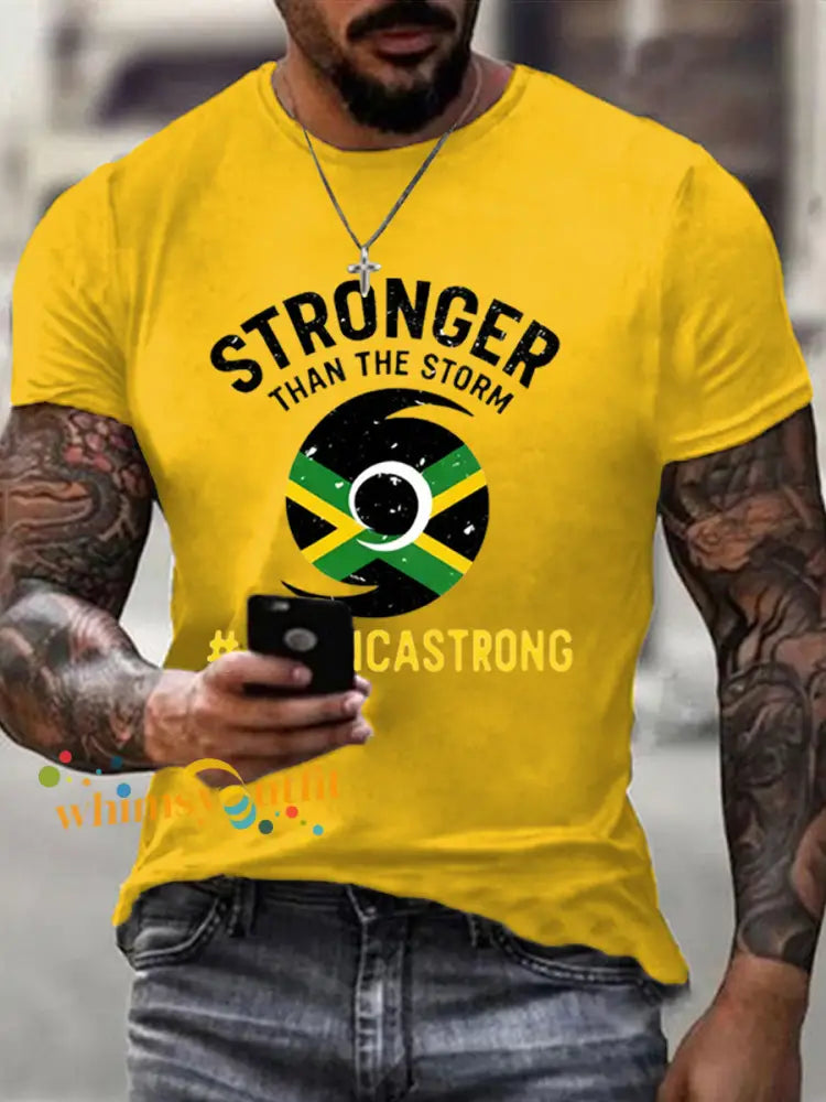 Men’s Hurricane Melissa Jamaica Stronger Than The Storm Pray For Jamaica Tee Yellow / S