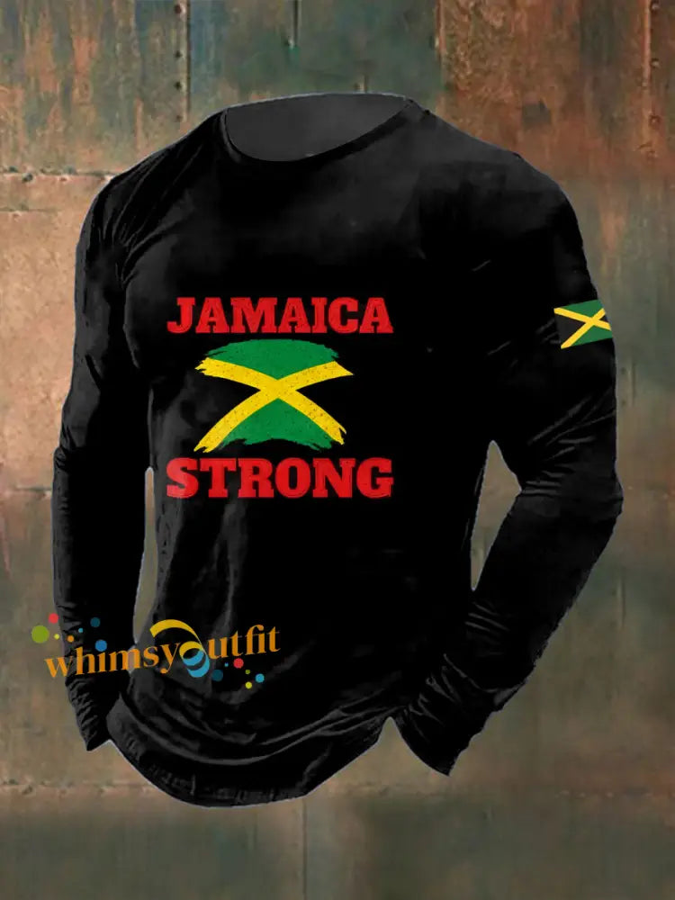 Men’s Hurricane Melissa Printed Long Sleeved Round Neck T-shirt Black / S