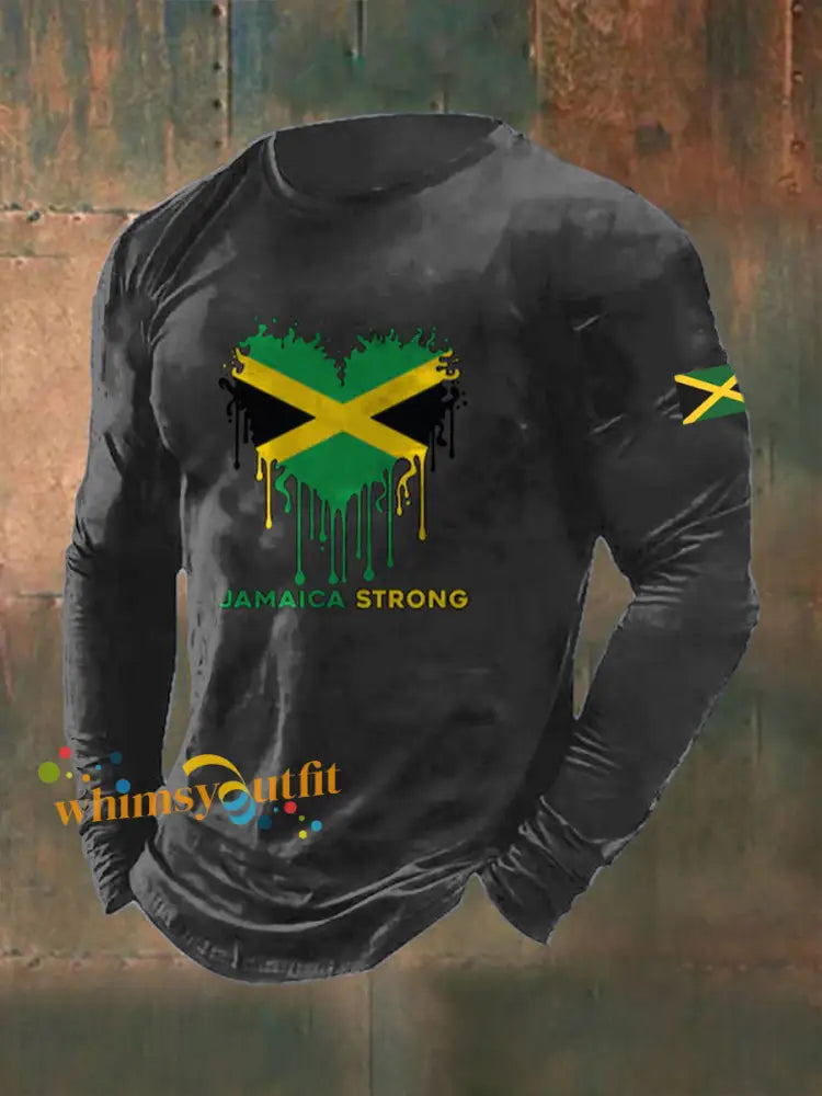 Men’s Hurricane Melissa Printed Long Sleeved Round Neck T-shirt Gray / S