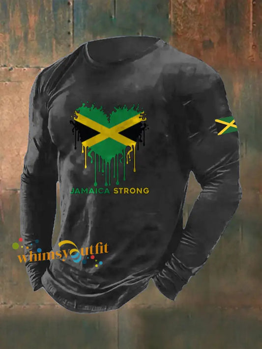 Men’s Hurricane Melissa Printed Long Sleeved Round Neck T-shirt Gray / S