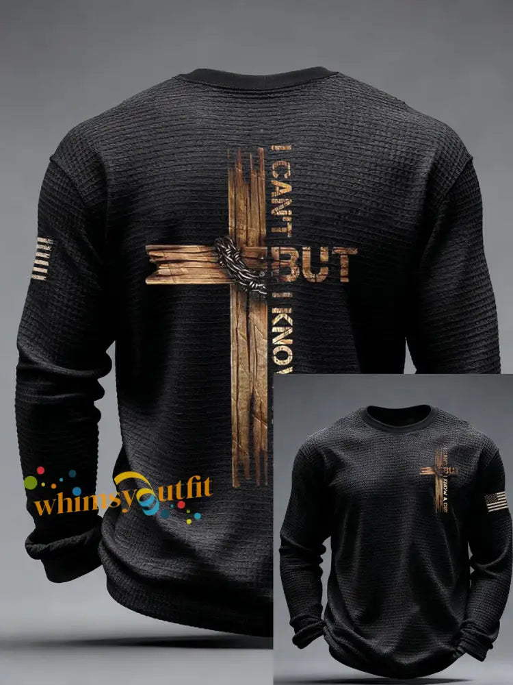 Men’s I Can’t But I Know A Guy Waffle Long Sleeve T-Shirt Black / S