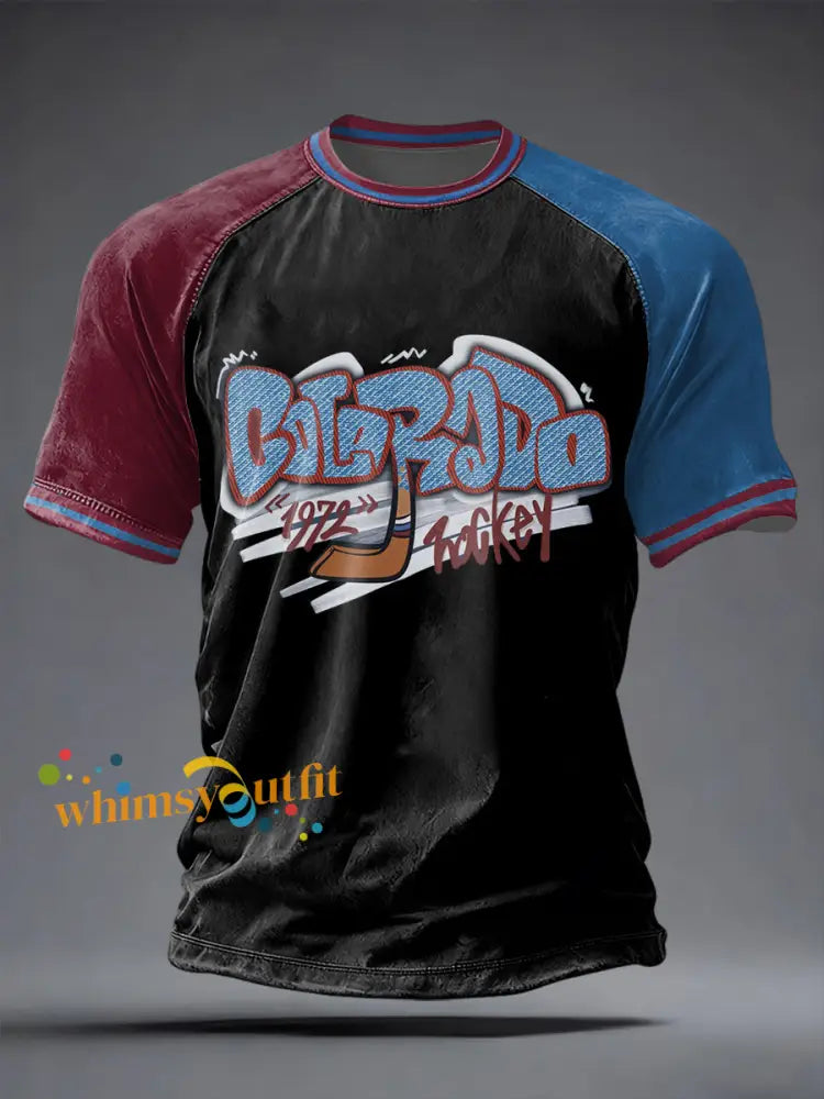 Men’s Ice Hockey Print Casual T-shirt Black / S