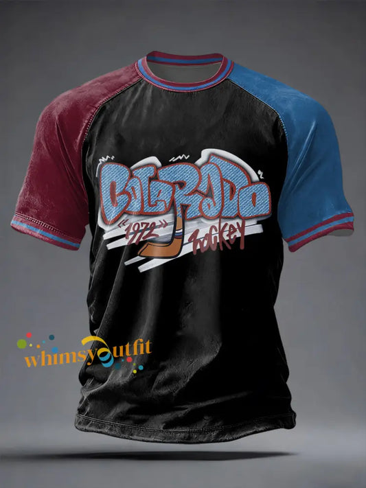 Men’s Ice Hockey Print Casual T-shirt Black / S