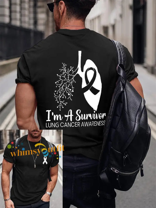 Men’s I’m A Survivor Lung Cancer Awareness T Shirts Black / S