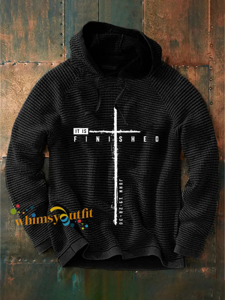 Men’s It Is Finished Printed Casual Hoodie Black / S