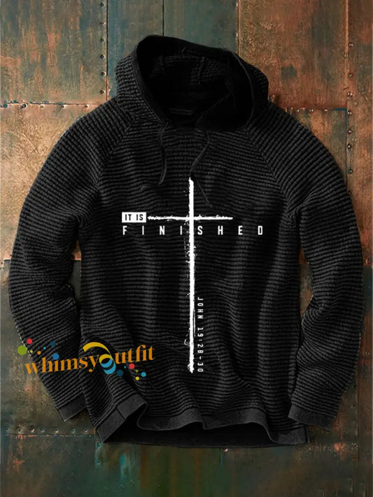 Men’s It Is Finished Printed Casual Hoodie Black / S
