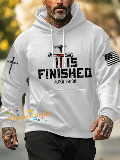 Men’s It Is Finished Printed Casual Hoodie White / S