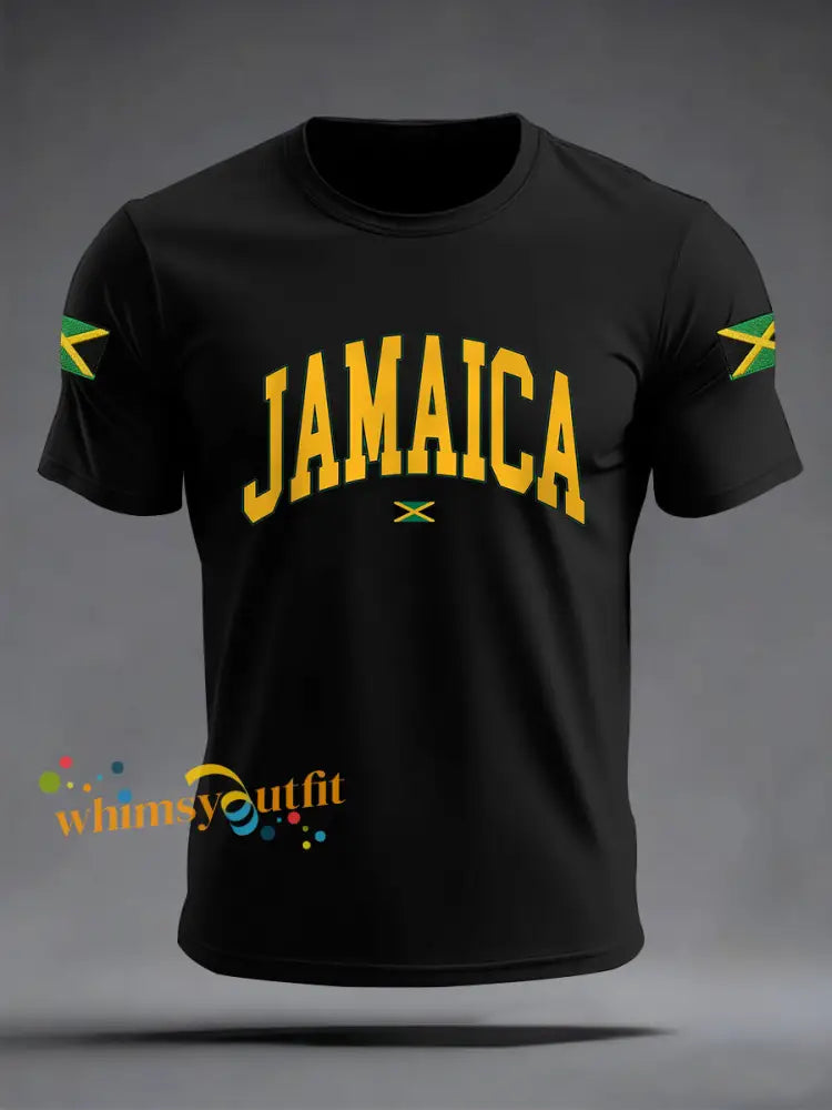 Men’s Jamaica Proud Jamaica Flag Print Casual Tee Black / S