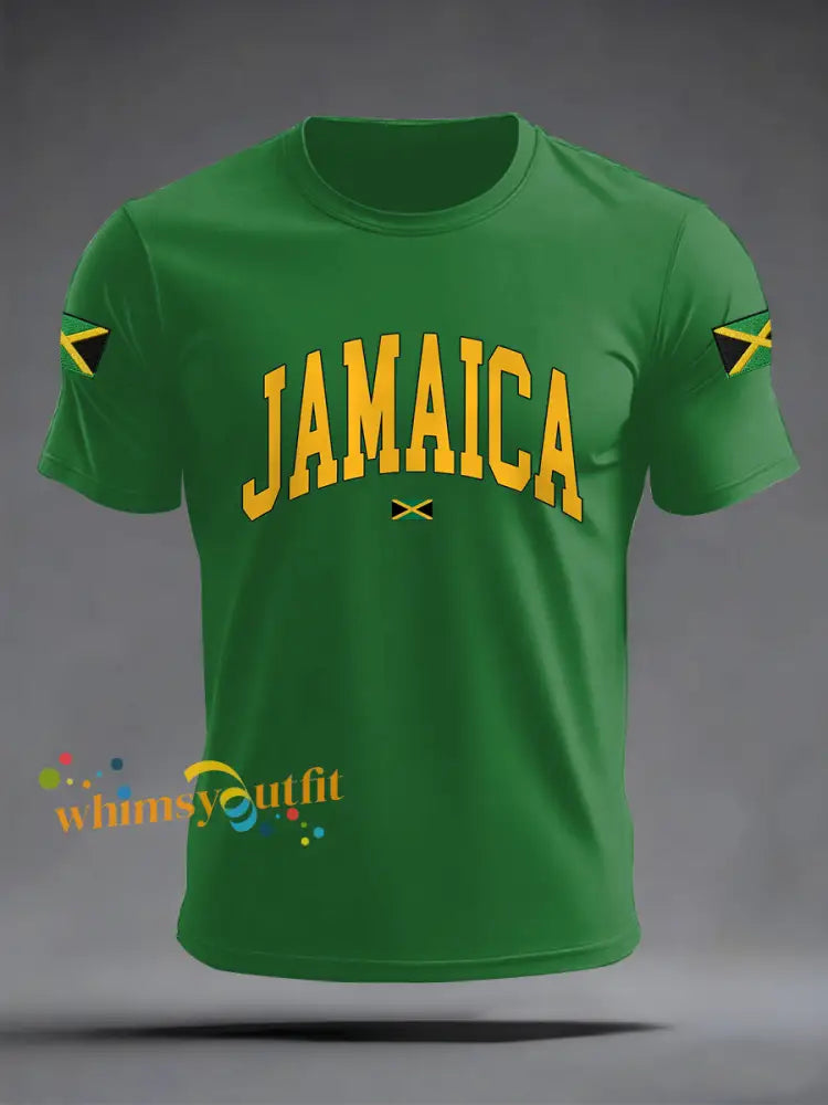 Men’s Jamaica Proud Jamaica Flag Print Casual Tee Green / S
