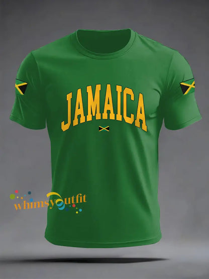 Men’s Jamaica Proud Jamaica Flag Print Casual Tee Green / S