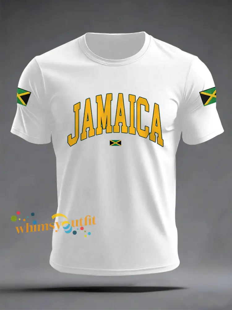 Men’s Jamaica Proud Jamaica Flag Print Casual Tee White / S