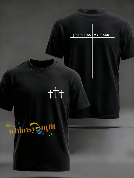 Men’s Jesus Has My Back Cross Faith Tee Black / S