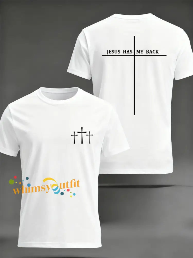 Men’s Jesus Has My Back Cross Faith Tee White / S